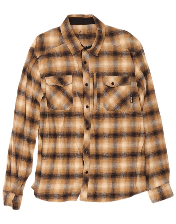 Montura Mens Flannel Shirt XL Brown Check Cotton