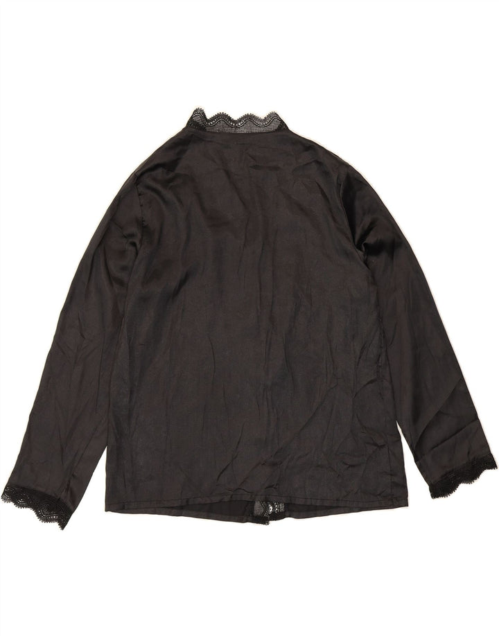 VINTAGE Womens Shirt Blouse UK 14 Medium Black Polyester Vintage Vintage and Second-Hand Vintage from Messina Hembry 