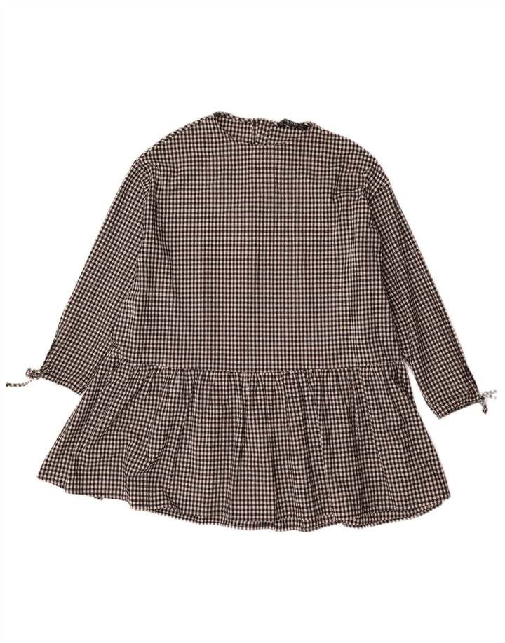 Zara Womens 3/4 Sleeve Oversized Basic Dress UK 10 Small Black Gingham