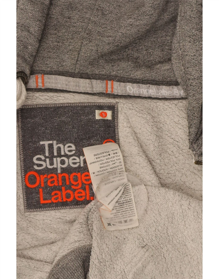 Suéter masculino SUPERDRY com capuz e zíper pequeno algodão cinza