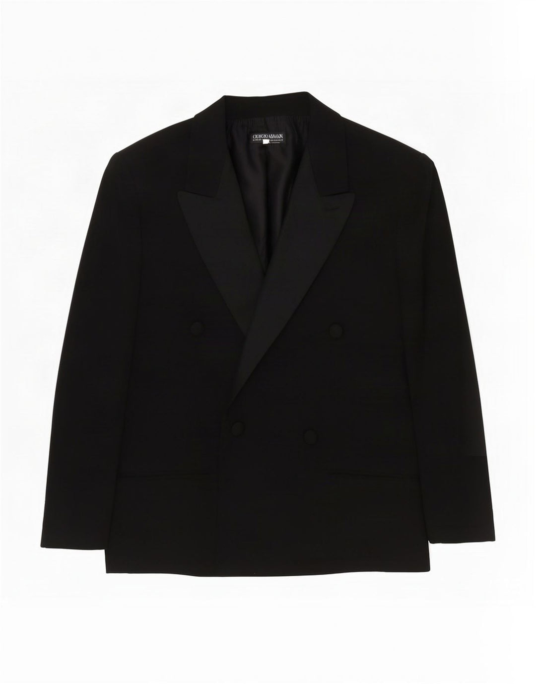Giorgio Armani Veste Blazer Double Boutonnage Femme IT 42 Soie Noir Moyen