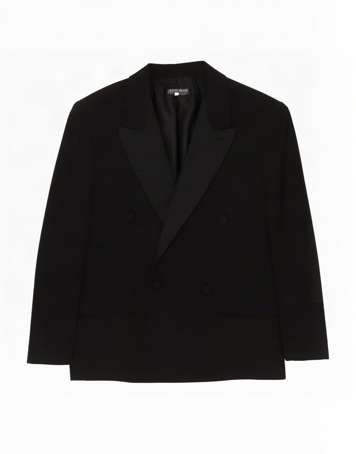 Giorgio Armani Veste Blazer Double Boutonnage Femme IT 42 Soie Noir Moyen