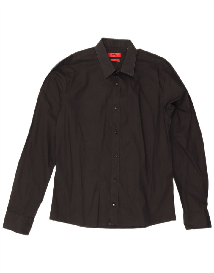 Ανδρικό πουκάμισο Hugo Boss Slim Fit Medium μαύρο βαμβακερό