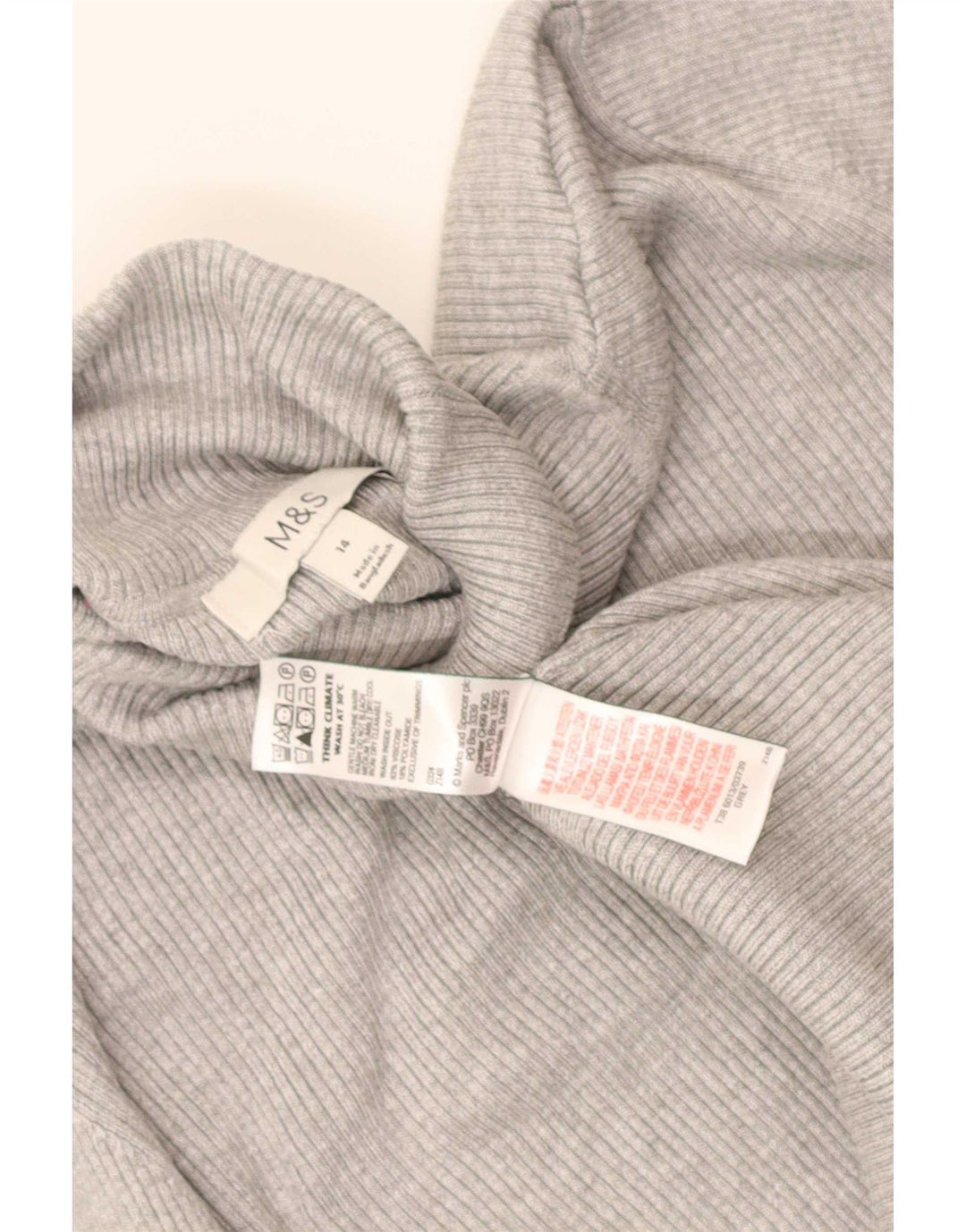 Marks & Spencer Womens Roll Neck Jumper Sweater UK 14 Medium Grey Viscose