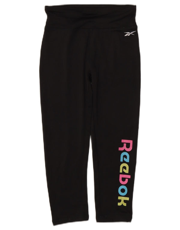 Reebok Capri-Leggings mit Grafik für Mädchen, 10–11 Jahre, schwarzes Polyester