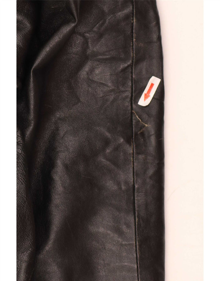 Vintage Womens Hooded Oversized Leather Jacket IT 44 Medium Black