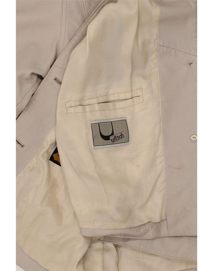 VINTAGE Womens Leather Coat EU 44 XL Beige Leather Vintage Vintage and Second-Hand Vintage from Messina Hembry 