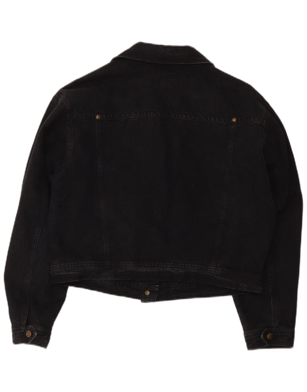 Trussardi Womens Crop Denim Jacket UK 12 Medium Black