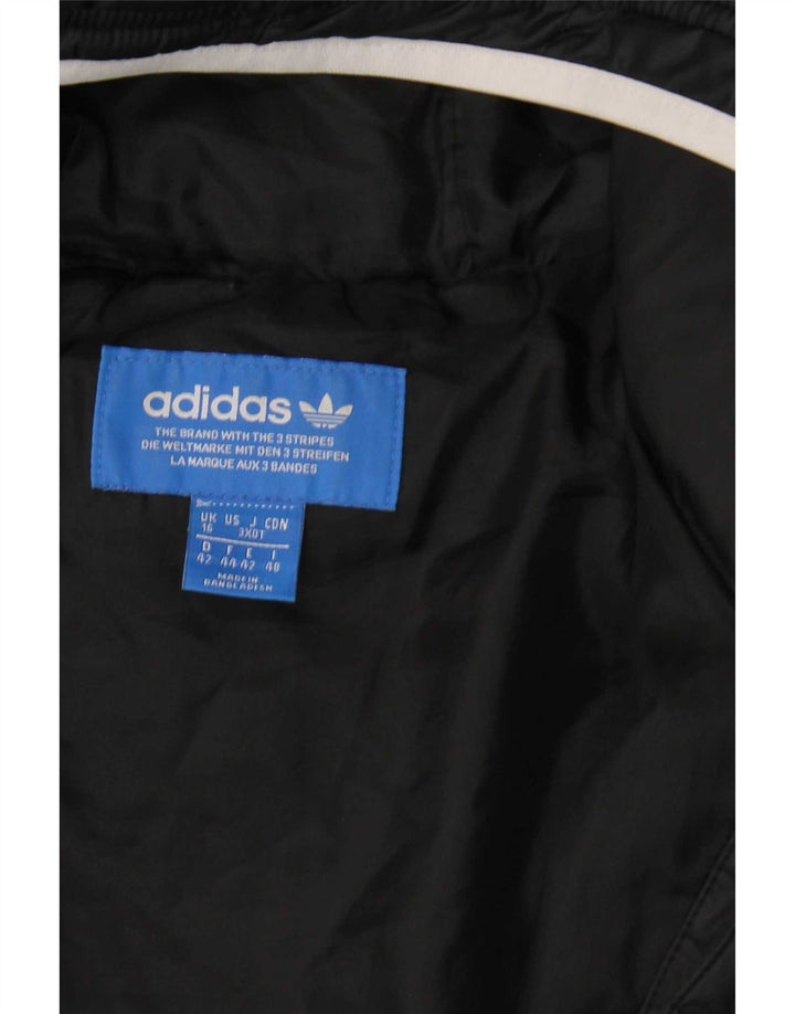 Jaqueta acolchoada com capuz feminina Adidas UK 16 grande poliéster preto