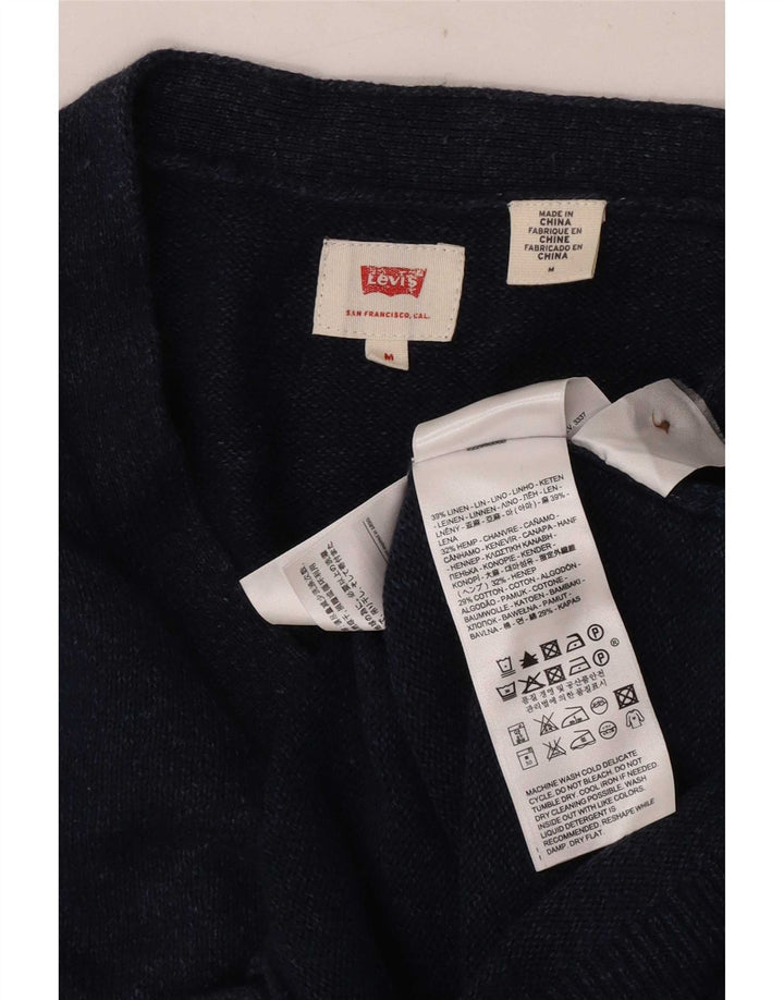 Levi's Mens Cardigan Sweater Medium Navy Blue Linen