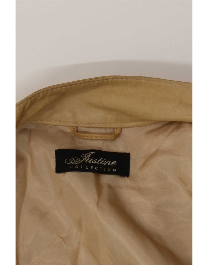 Vintage Womens Leather Jacket IT 42 Medium Beige Colourblock