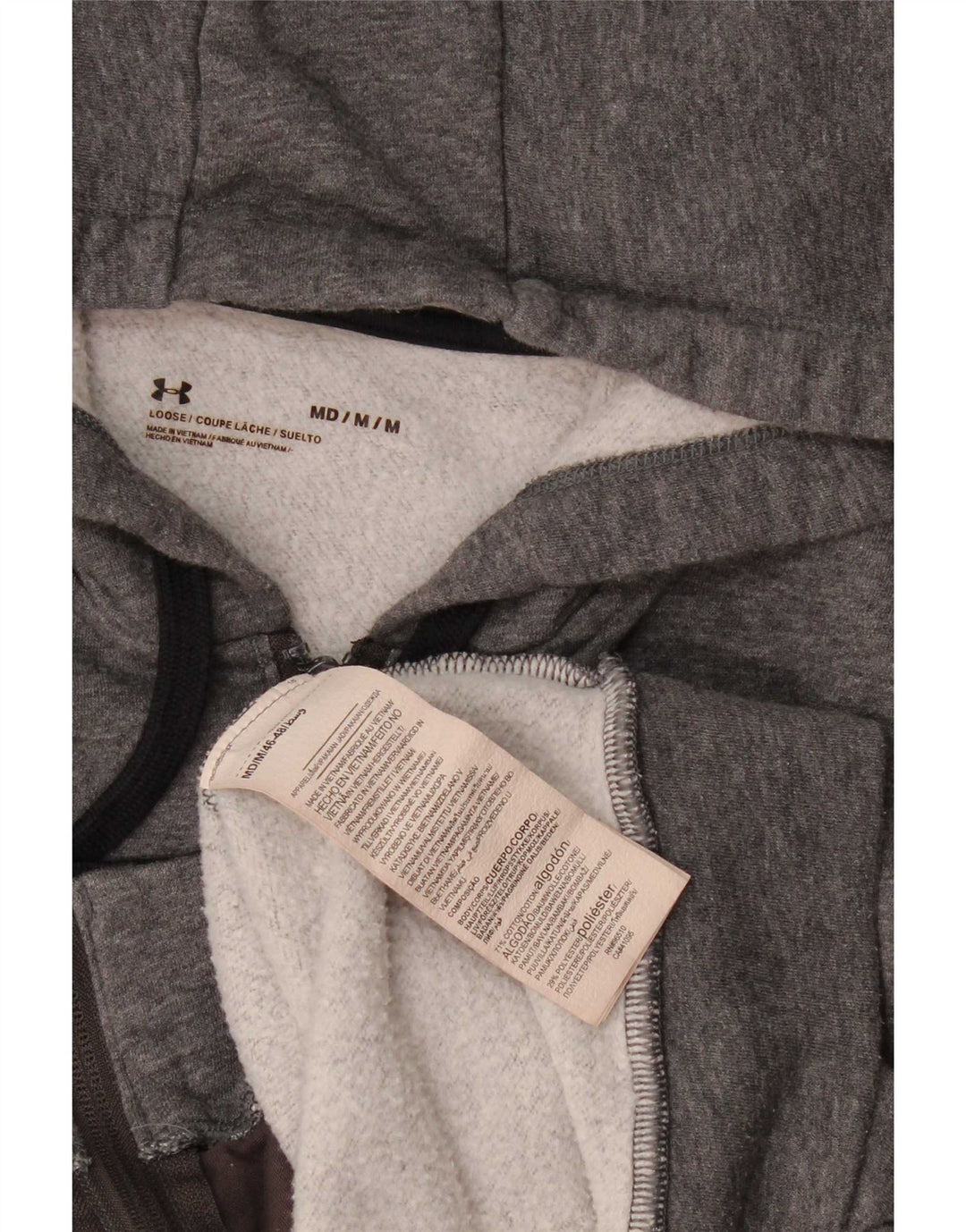 Under Armour Womens Zip Hoodie Sweater UK 14 Medium Grey Colourblock
