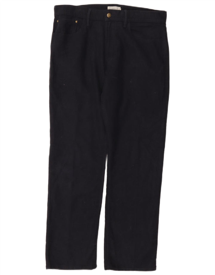 Marks & Spencer Mens Regular Straight Casual Trousers W34 L29 Navy Blue