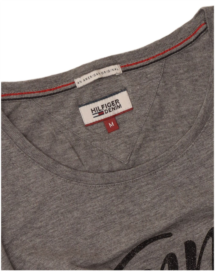 Tommy Hilfiger Womens Graphic T-Shirt Top UK 14 Medium Grey
