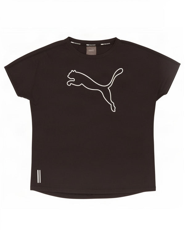 Puma Damen Grafik T-Shirt Top UK 16 Large Schwarz Polyester