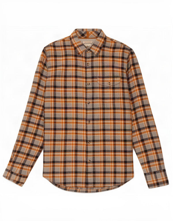 Camisa masculina de flanela com ajuste regular Fat Face, algodão xadrez pequeno cinza