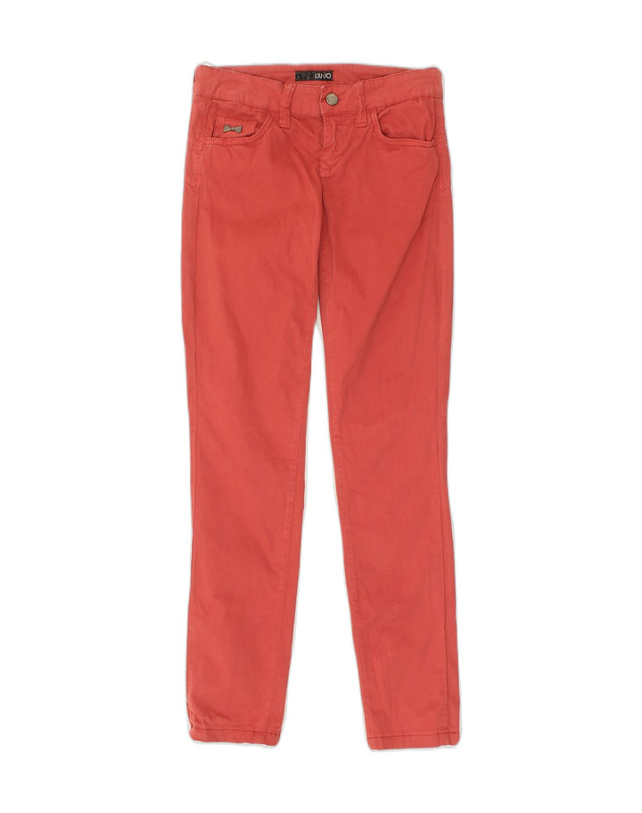 LIU JO Womens Skinny Casual Trousers W26 L29  Red Cotton | Vintage Liu Jo | Thrift | Second-Hand Liu Jo | Used Clothing | Messina Hembry 