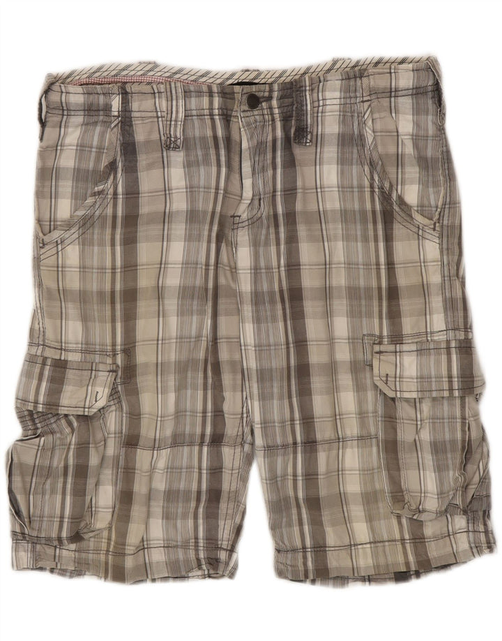 Scorpion Bay Herre Cargo Shorts W34 store grå ternet bomuld