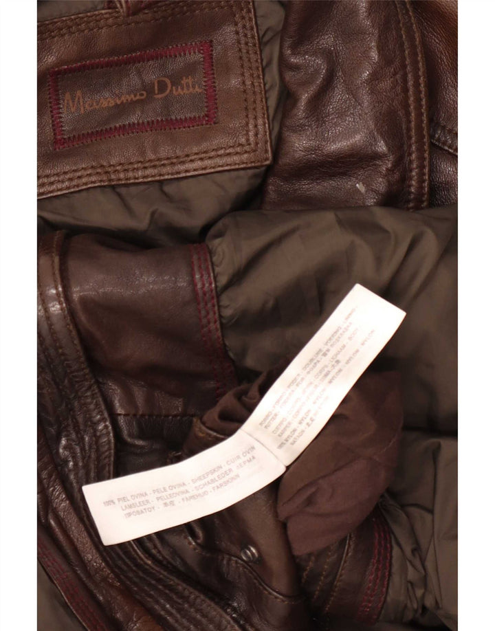 Giacca utilitaria in pelle da uomo Massimo Dutti UK 44 2XL Marrone