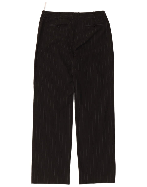 Oasis Womens Straight Casual Trousers UK 10 Small W30 L30 Black Pinstripe