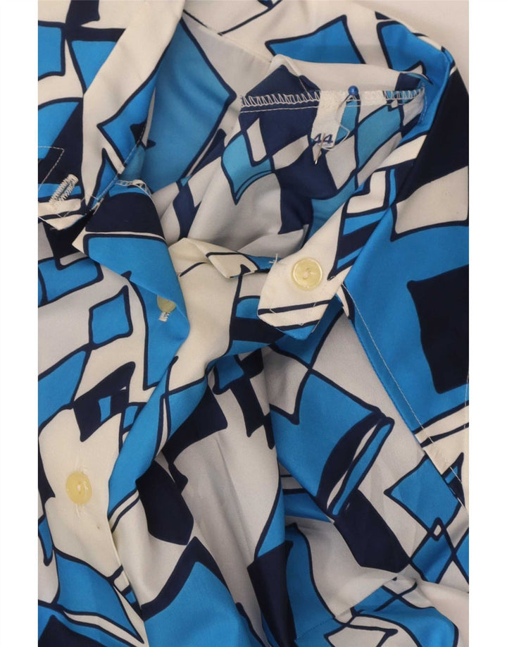 Vintage Womens Shirt Blouse IT 44 Medium Blue Geometric