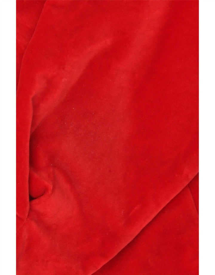 Vintage Womens 5 Button Velvet Blazer Jacket UK 10 Small Red Cotton