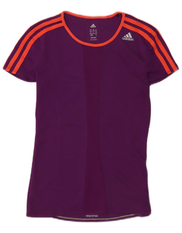 Adidas T-Shirt Femme Top UK 4/6 XS Violet Polyester Sports