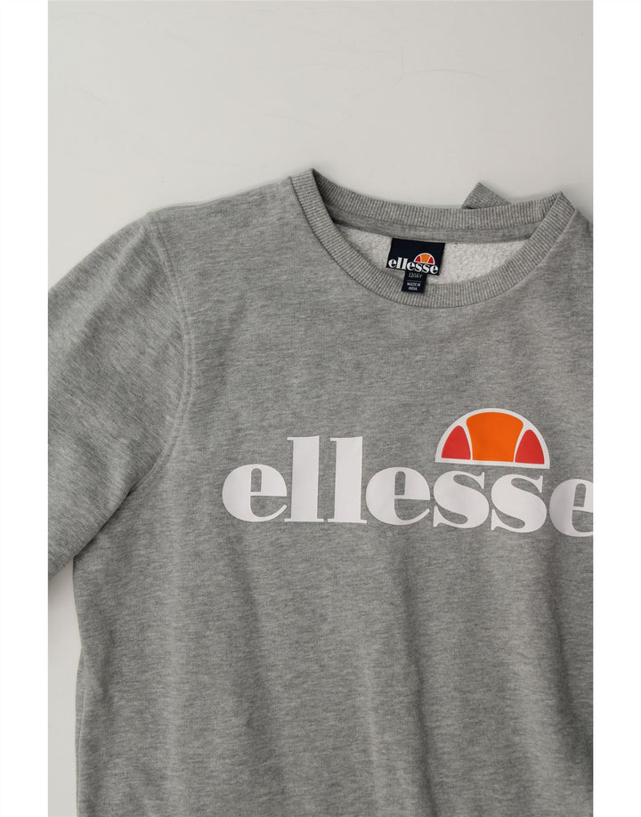 ELLESSE Boys Graphic Sweatshirt Jumper 13-14 Years Grey Cotton Vintage Ellesse and Second-Hand Ellesse from Messina Hembry 