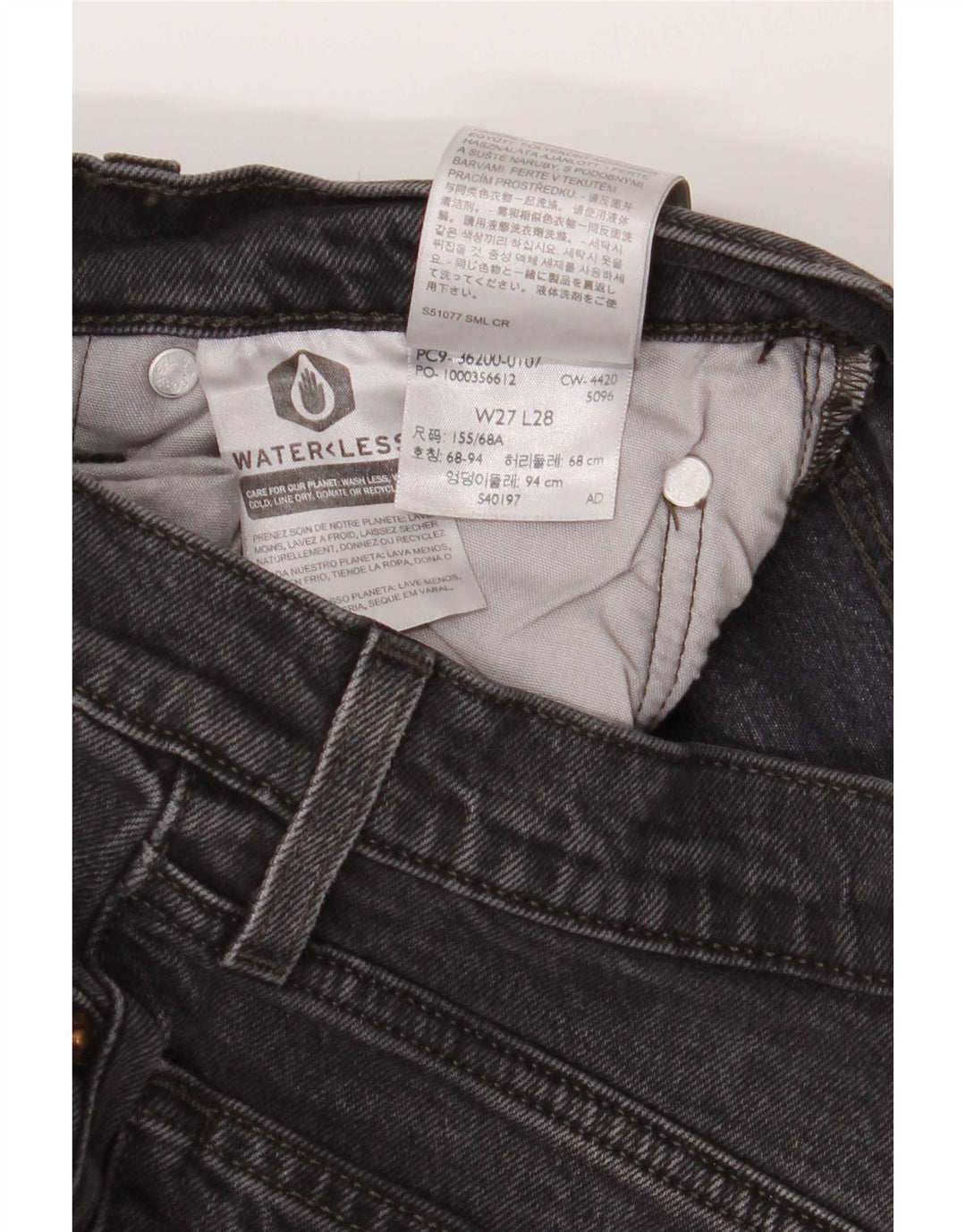 Levi's Womens 501 Straight Jeans W27 L28 Grey Cotton