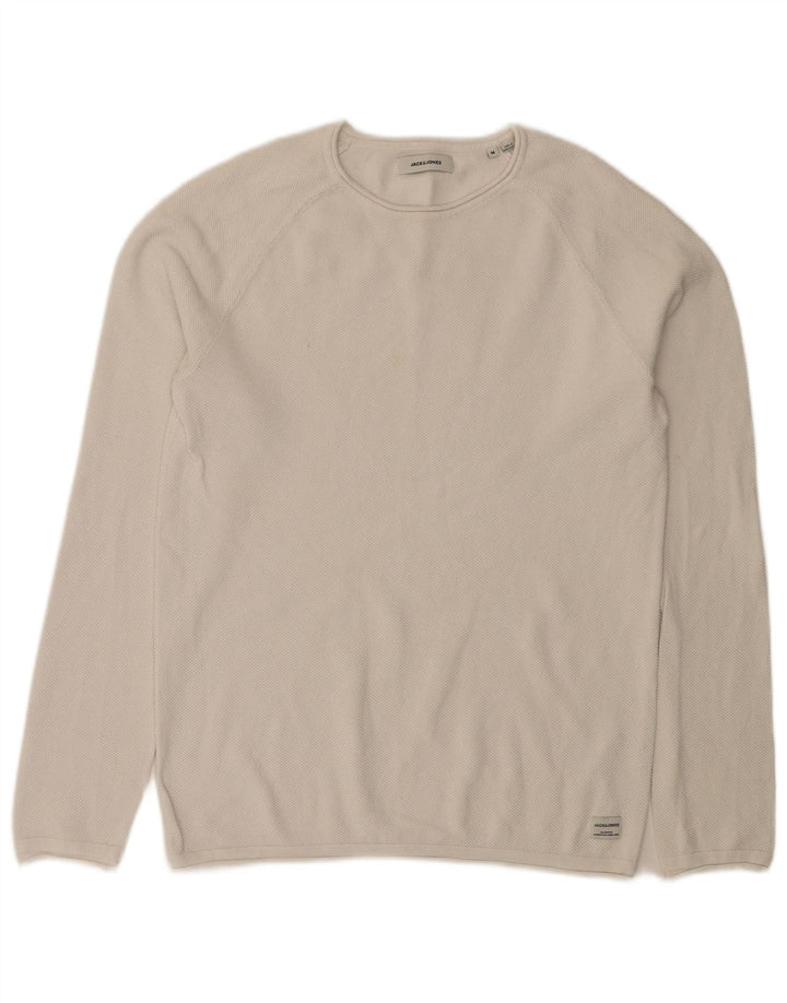 Jack & Jones Herre Boat Neck Jumper Sweater Medium White Bomuld