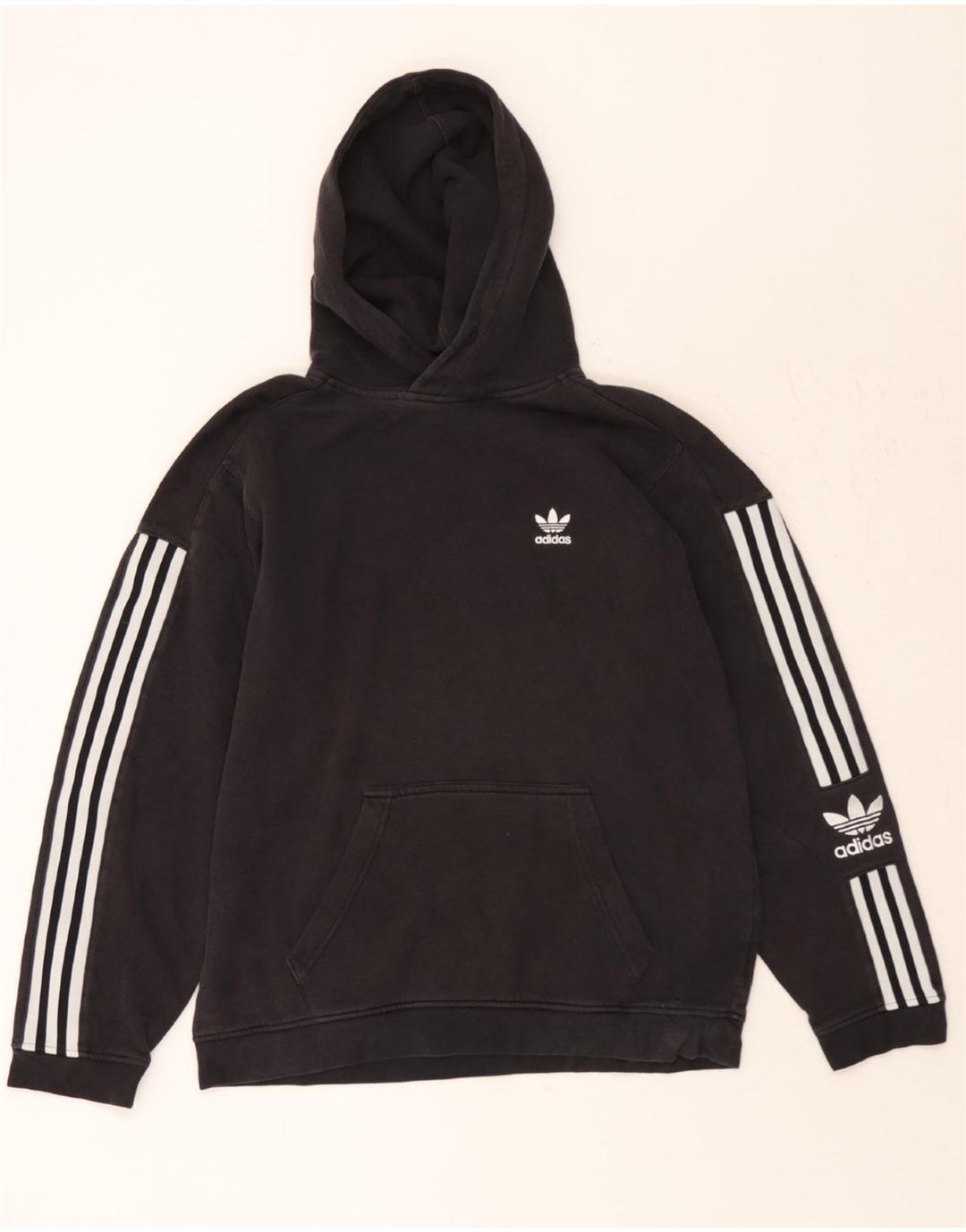 ADIDAS Mens Hoodie Jumper Small Black Cotton Vintage Adidas and Second-Hand Adidas from Messina Hembry 