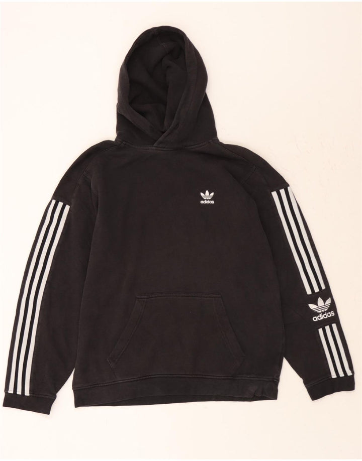 ADIDAS Mens Hoodie Jumper Small Black Cotton Vintage Adidas and Second-Hand Adidas from Messina Hembry 