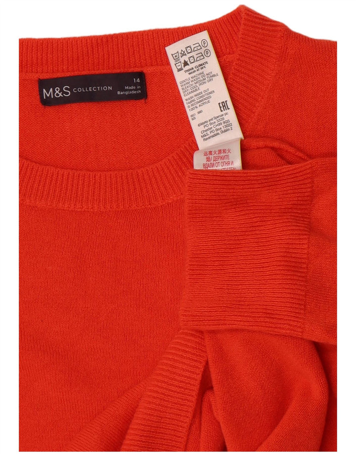 Marks & Spencer Womens Crew Neck Jumper Sweater UK 14 Medium Orange Acrylic