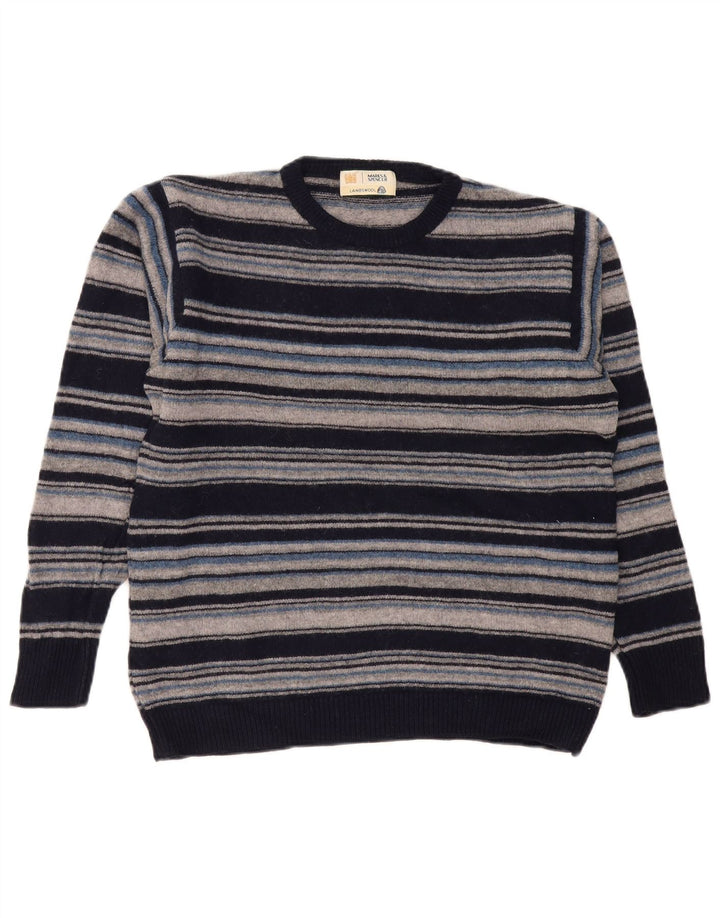Marks & Spencer Mens Crew Neck Jumper Sweater Medium Navy Blue Striped