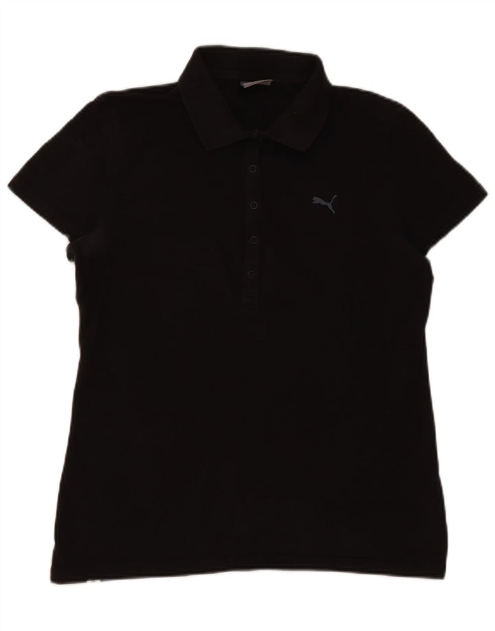 Puma Womens Polo Shirt UK 14 Large Black Cotton