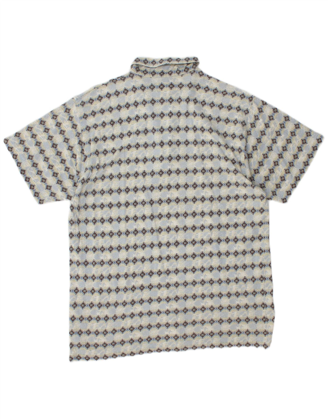 Polo da uomo SAVVY con collo con zip, blu medio, cotone a rombi/diamante