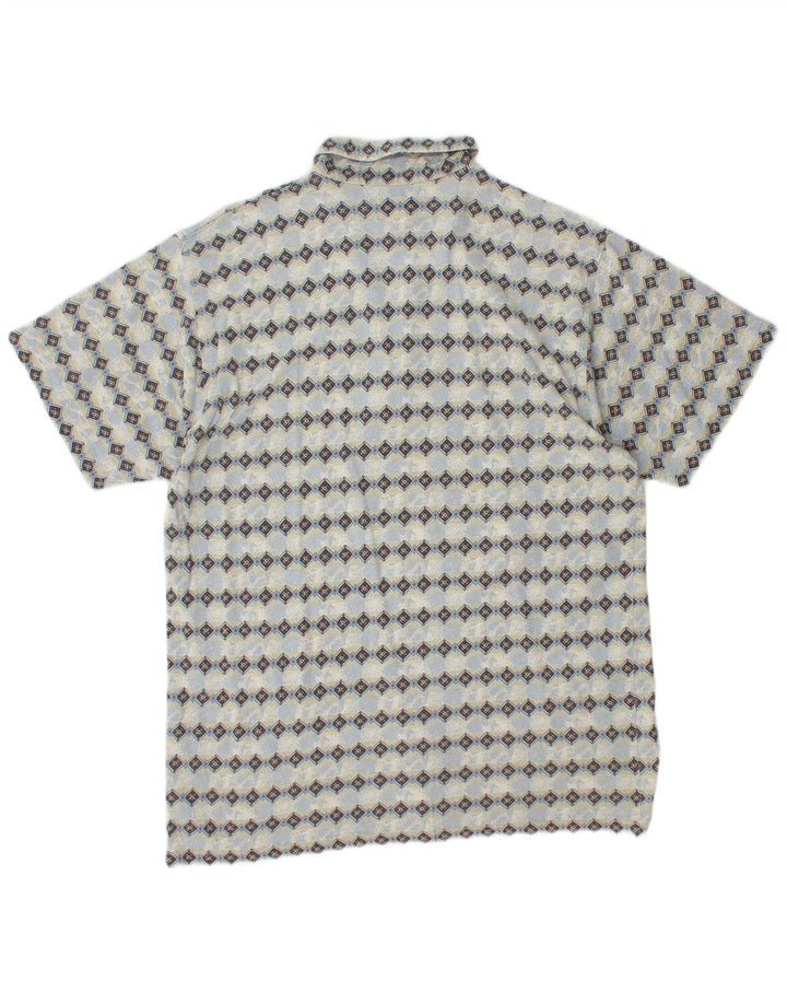 Polo da uomo SAVVY con collo con zip, blu medio, cotone a rombi/diamante