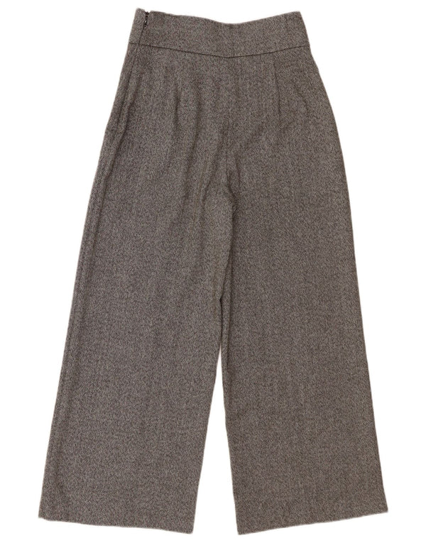 Zara Mujer Pantalones Casuales De Pierna Ancha De Cintura Alta XS W24 L25 Gris Espiga