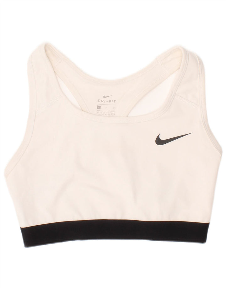 Nike Womens Dri Fit Sport Bra Top Small White Polyester Sports