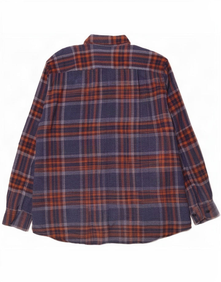 Daniel Hechter Mens Regular Fit Flannel Shirt XL Navy Blue Check Cotton