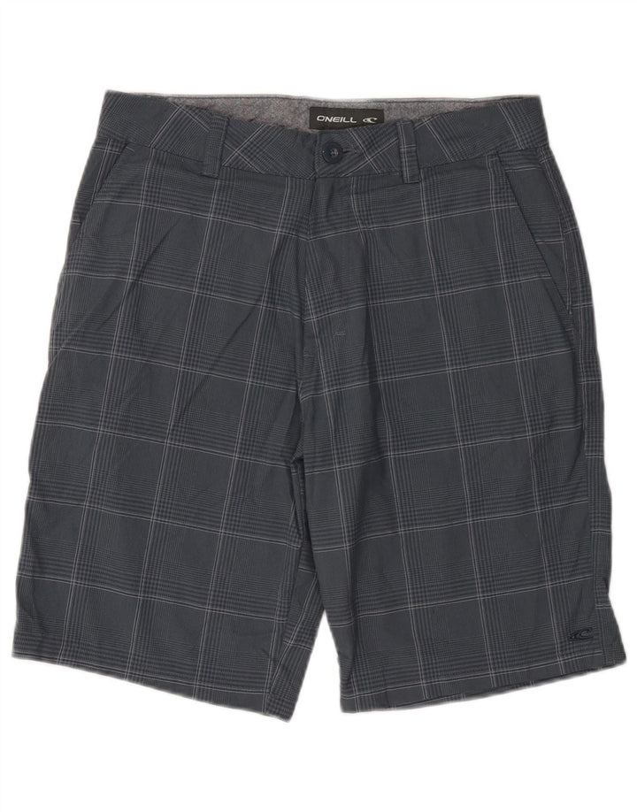 O'Neill Mens Chino Shorts W30 Medium Navy Blue Check Polyester