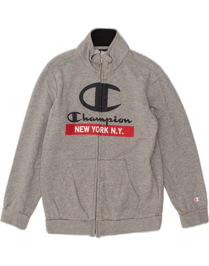 CHAMPION Boys Graphic Tracksuit Top Jacket 8-9 Years Grey Vintage Champion and Second-Hand Champion from Messina Hembry 