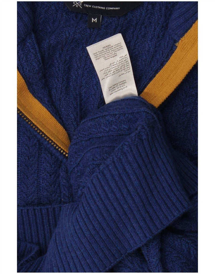 CREW CLOTHING Mens Zip Neck Jumper Sweater Medium Blue Cotton