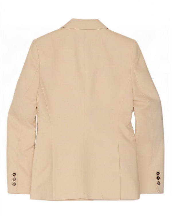 Giacca blazer doppiopetto da donna Zara UK 10 piccola in poliestere bianco sporco
