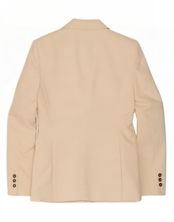 Jaqueta blazer feminina Zara com peito duplo Reino Unido 10 pequeno poliéster branco