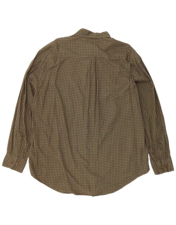 Nautica Herre Flanelskjorte XL Khaki Ternet Bomuld