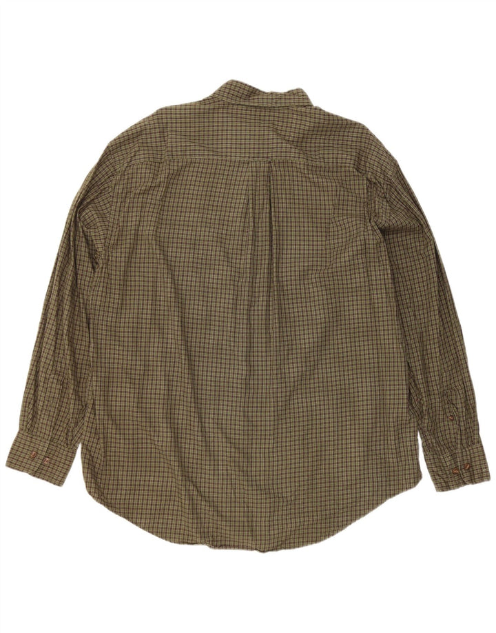 Nautica Mens Flannel Shirt XL Khaki Check Cotton