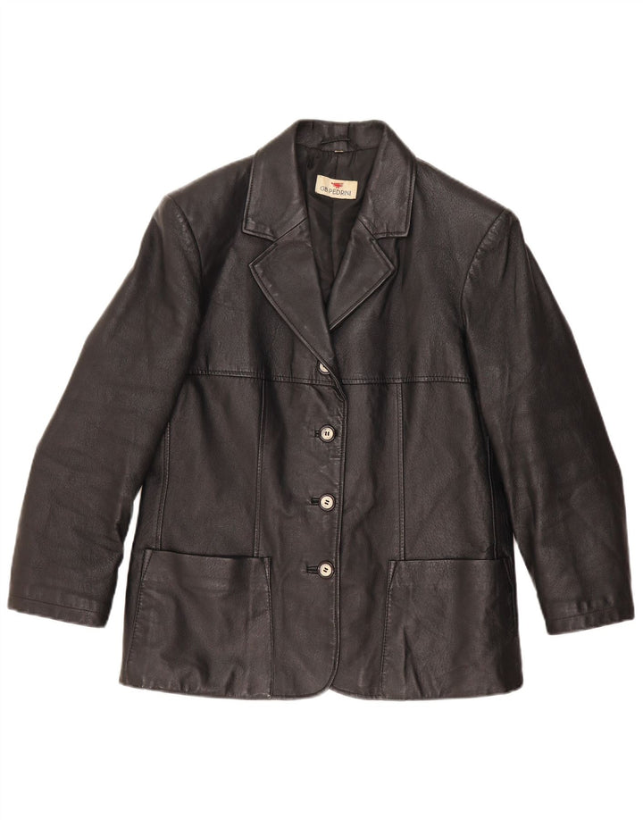 GB.PEDRINI Womens Leather Jacket IT 44 Medium Black Leather