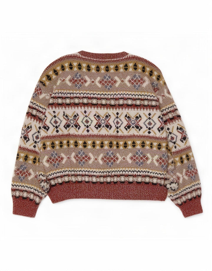 C & A Womens Crew Neck Jumper Sweater UK 14 Medium Multicoloured Fair Isle