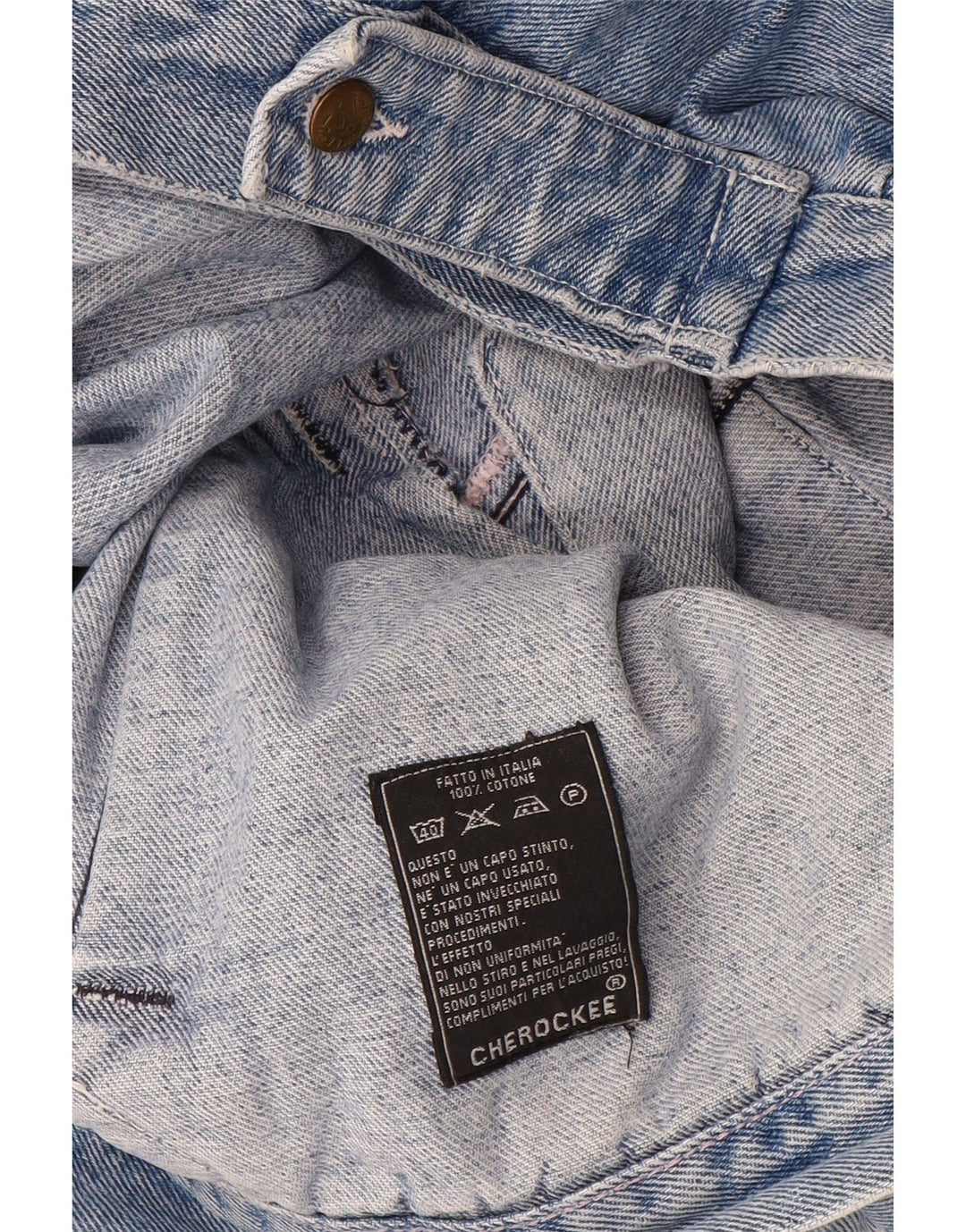 Cherokee Mens Graphic Denim Jacket UK 40 Large Blue Geometric Cotton